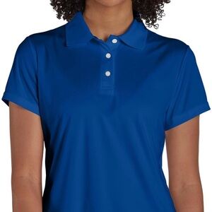 Hanes Women's Sport Cool DRI Polo Shirt, Moisture-Wicking Performance, Blue, Med
